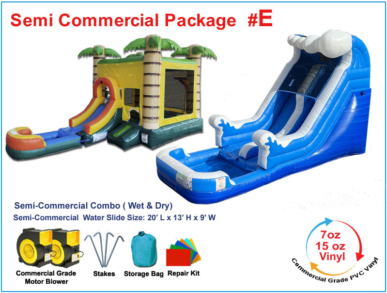 Semi-Commercial Package inflatable combo & waterslide with blower and accessories