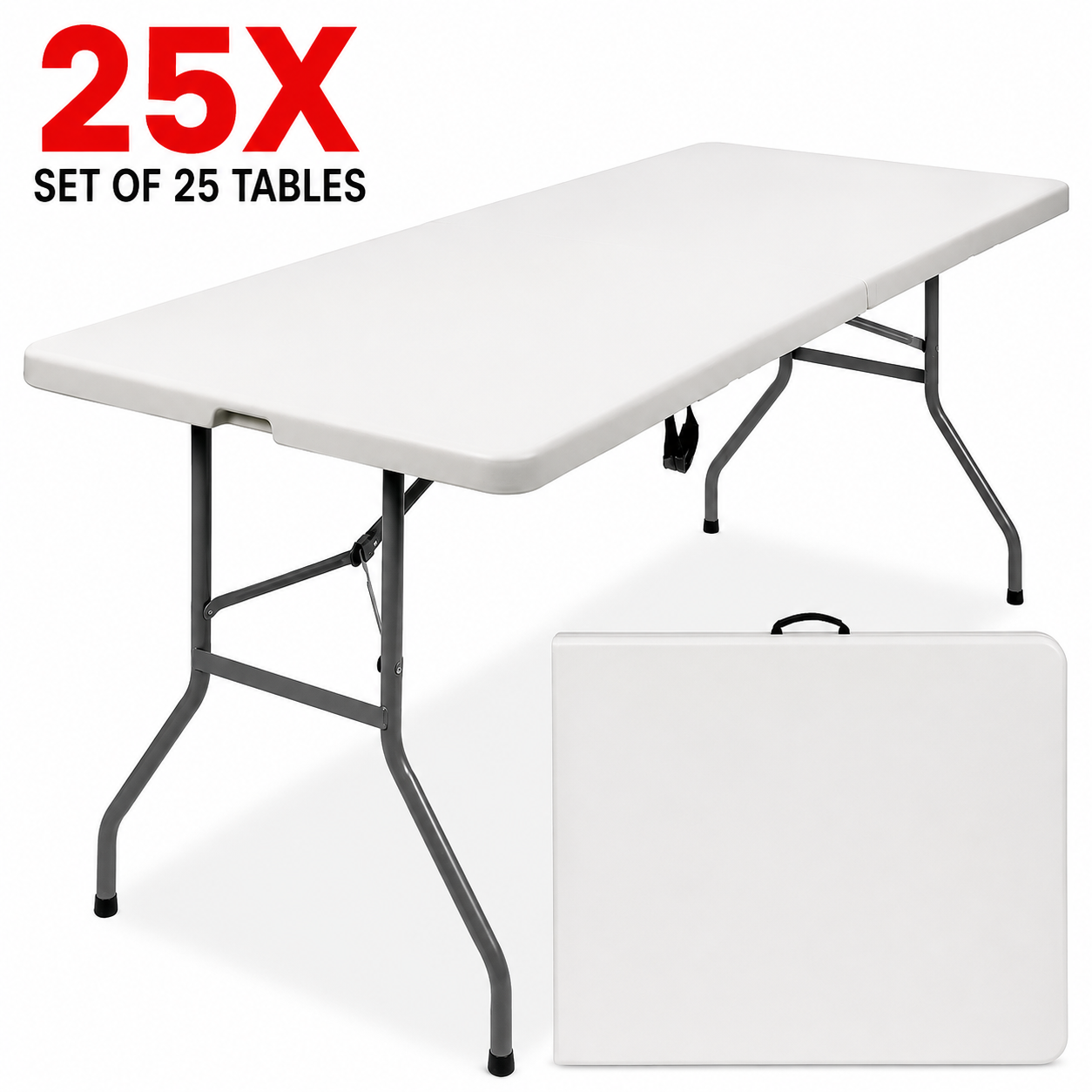 Set Of 25 Portable Folding Plastic Table w/ Handle, Lock - 6ft Main image