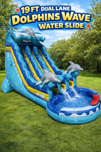 19 FT 2 Lane Dolphins Wave Water Slide (Wet and Dry)
