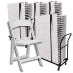 100  Resin Folding Chairs with 4 Dollies and 4 Straps Bundle