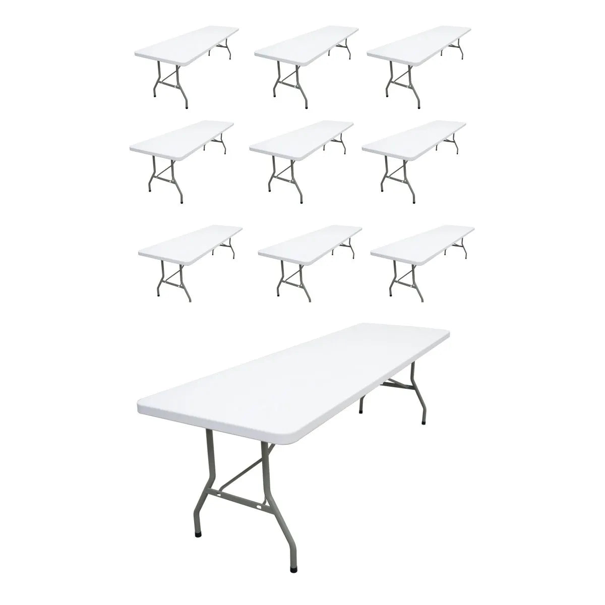 10 - 8' x 30'' Plastic Banquet Folding Tables Bundle 8Ft Main image