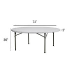 TitanPRO 72'' Round Plastic Folding Table