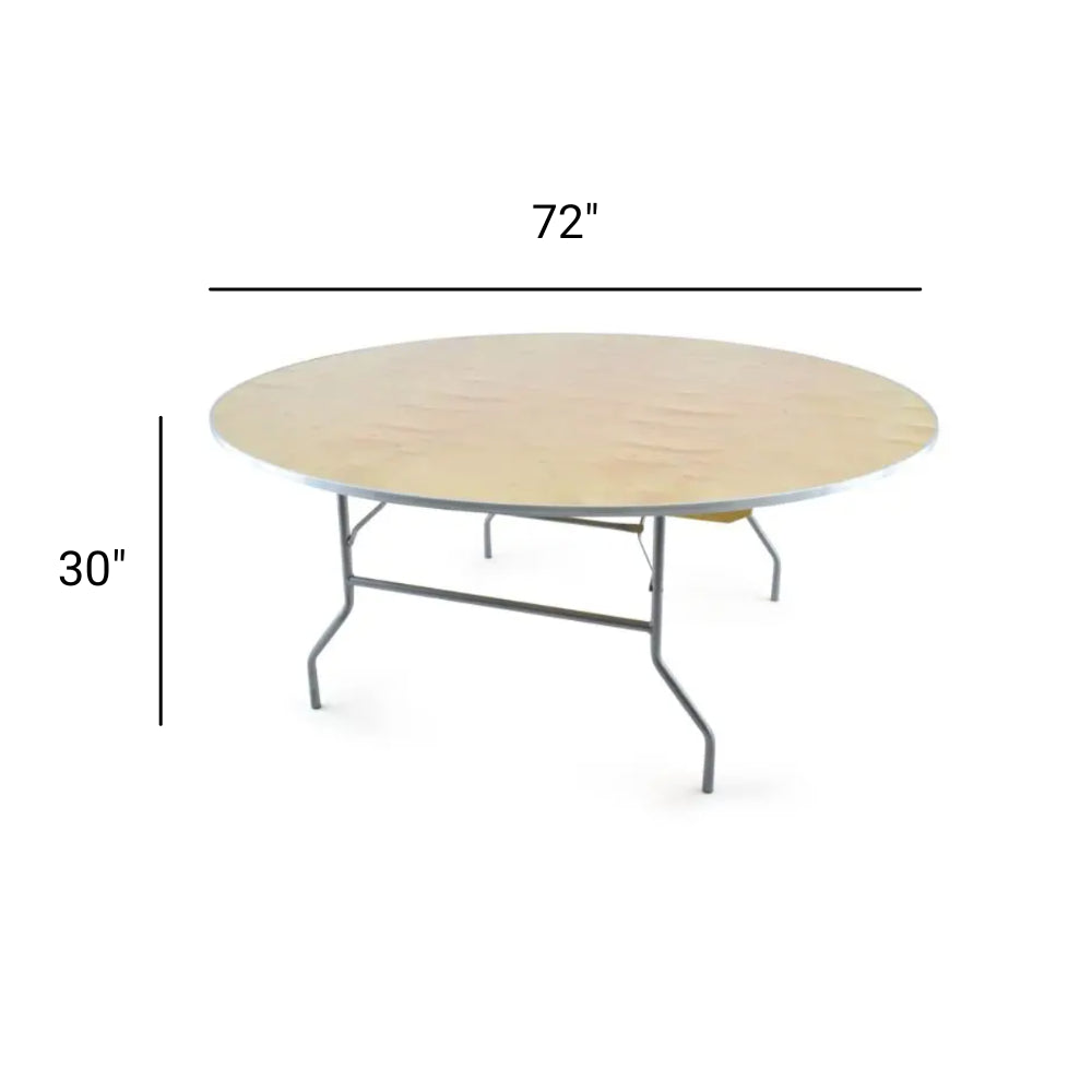 TitanPRO Heavy Duty Birchwood Folding Banquet Table - 72" Round