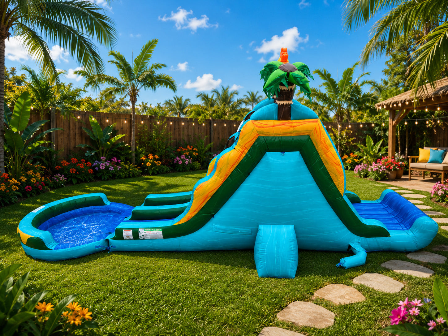 16 FT Dual Lane Back Loader Water Slide
