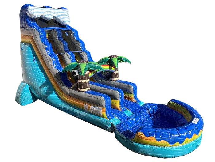Tobogán de agua inflable húmedo y seco Jamaica Wave de 18 pies (incluye soplador)