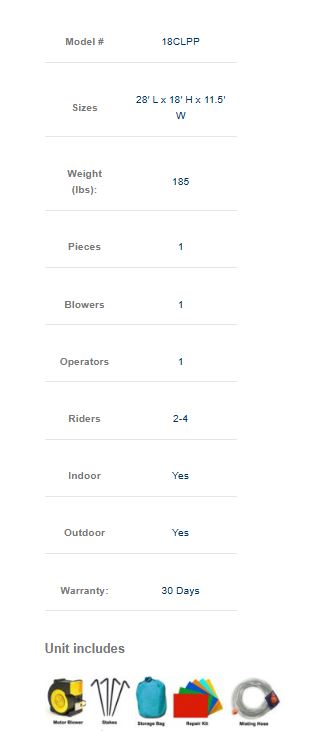 18 FT Light-Commercial Palm Paradise Water Slide blower included