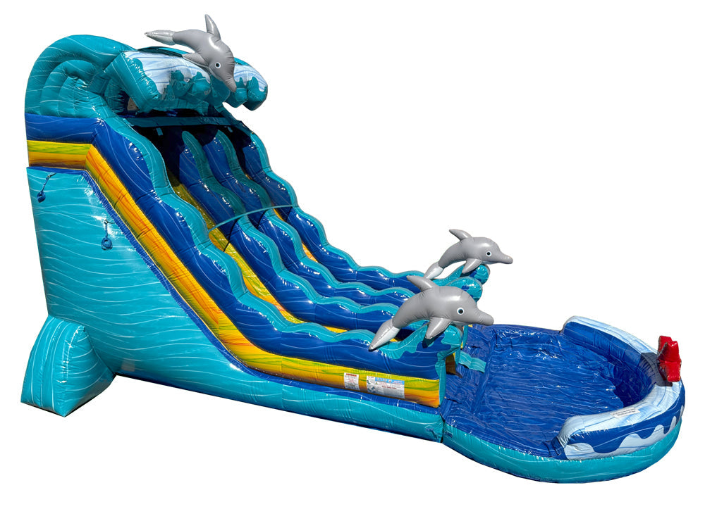 19 FT 2 Lane Dolphins Wave Water Slide. Main image