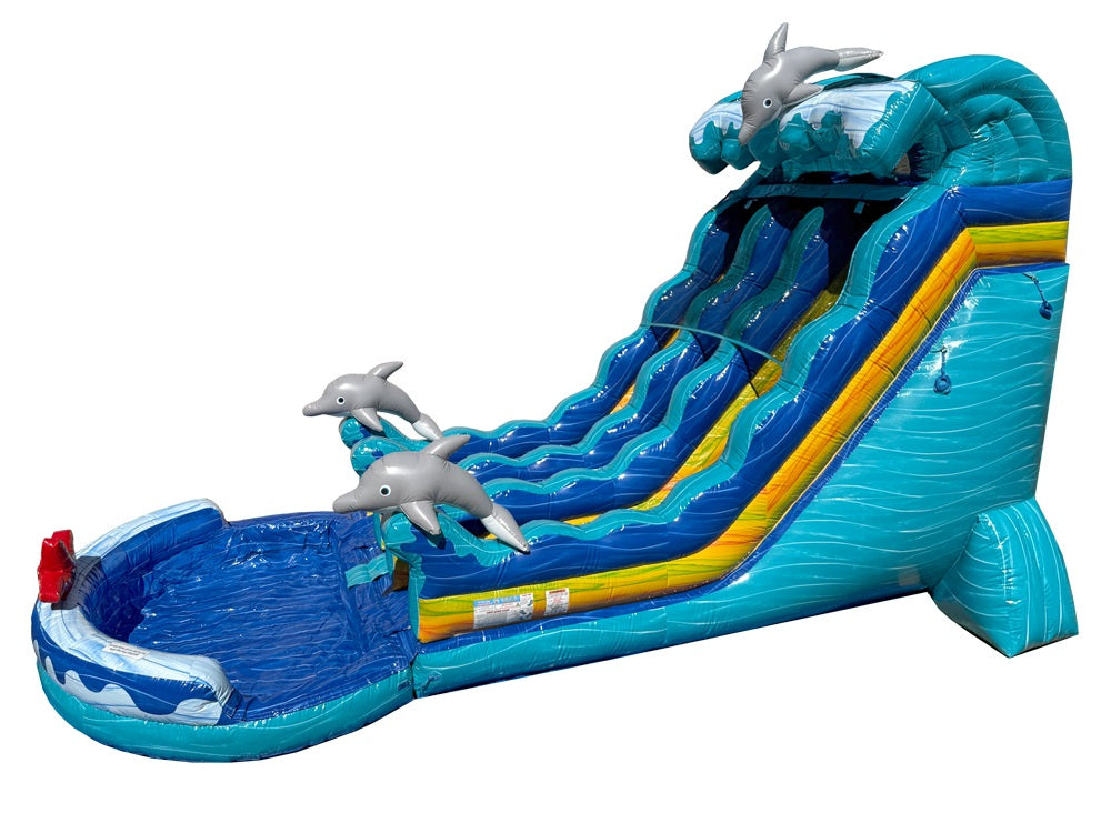 19 FT 2 Lane Dolphins Wave Water Slide.