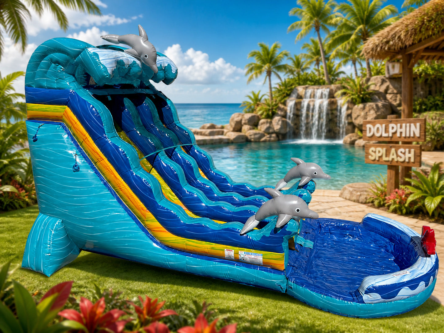 19 FT 2 Lane Dolphins Wave Water Slide Secondary image