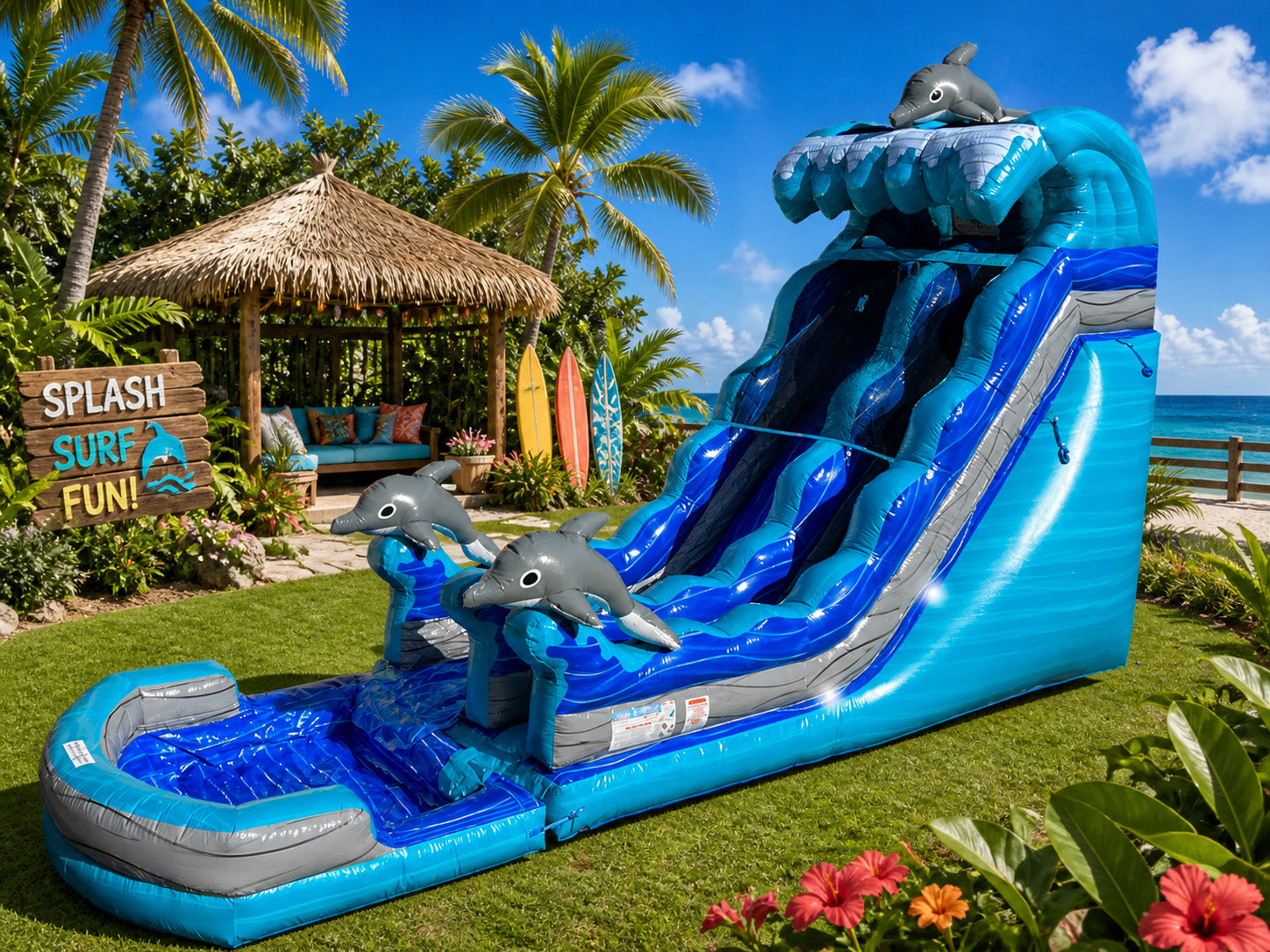 19 FT Dolphins Wave Water Slide.