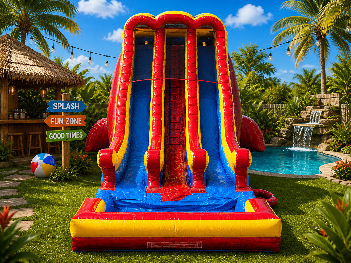 22 FT 2 Lane Unisex Wet-Dry Slide.
