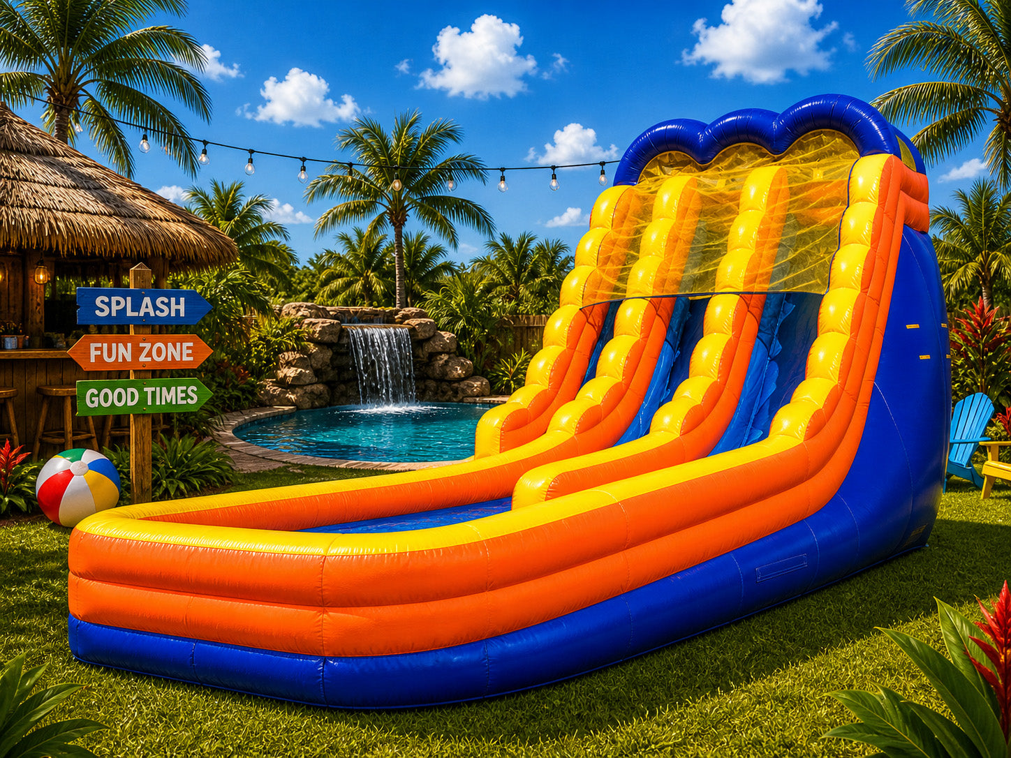 24 FT 2 Lane Curve Wet-Dry Slide.