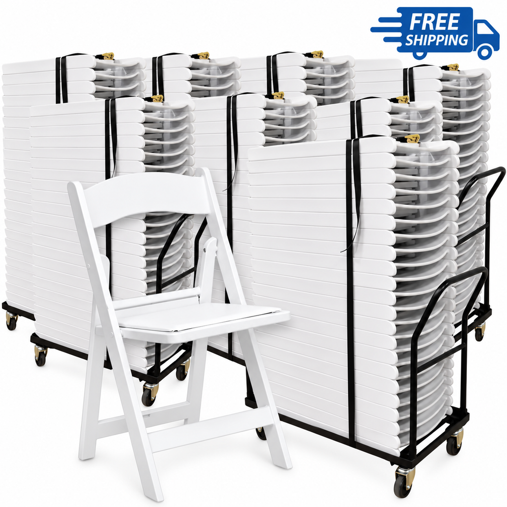 300 TitanPRO™ Resin Folding Chairs with 12 Dollies and 12 straps bundle Free Shipping