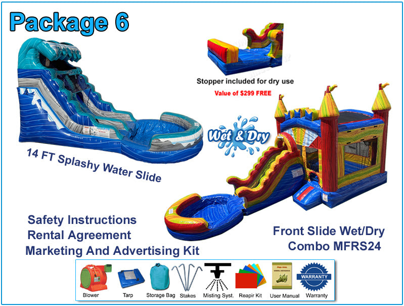 Package 6J – 14FT Splashy Water Slide + Wet/Dry Front Slide Combo