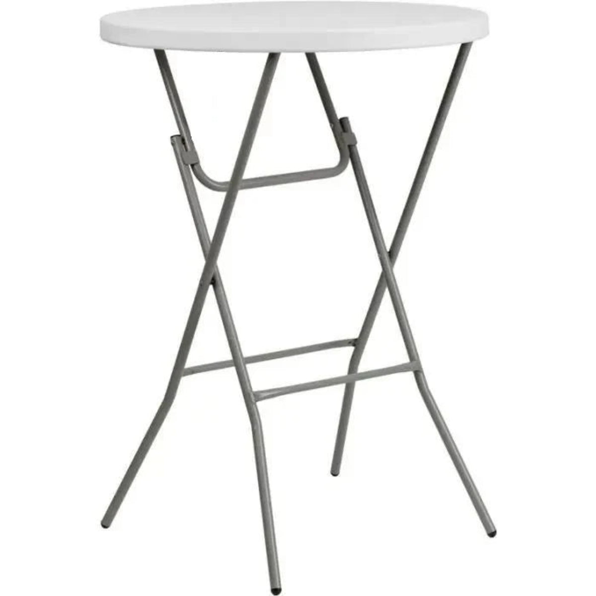 White folding table with metal legs on a white background Imagen principal del producto