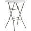 White folding table with metal legs on a white background