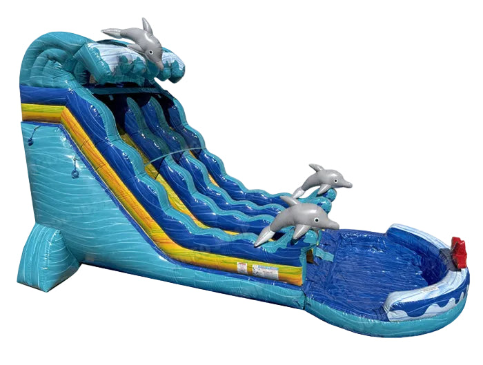 19 FT 2 Lane Dolphins Wave Water Slide (Wet and Dry)