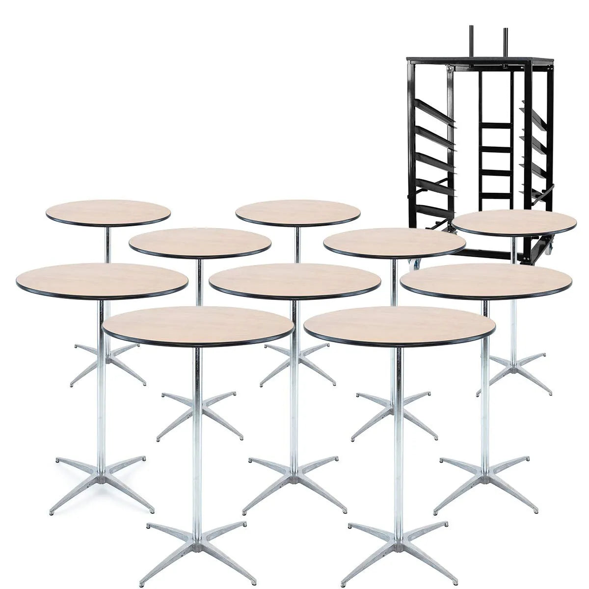 30'' Wooden Cocktail Table and Cart Bundle 10Pcs 1-Cocktail Table Dolly