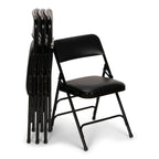 Titan Series Premium Triple-Braced Vinyl Padded Metal Folding Chair - Black