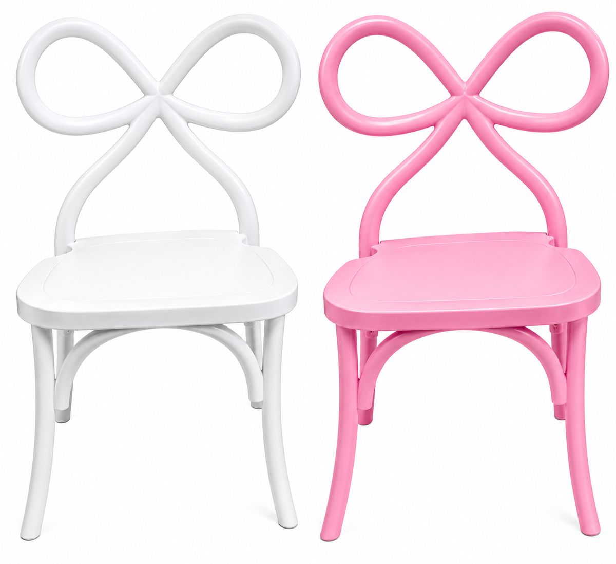 Kids Resin Bow Chair Pink & White NEW Main image