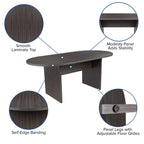 5 Piece Oval Conference Table Set with 4 Leather Soft Executive Chairs Free Shipping