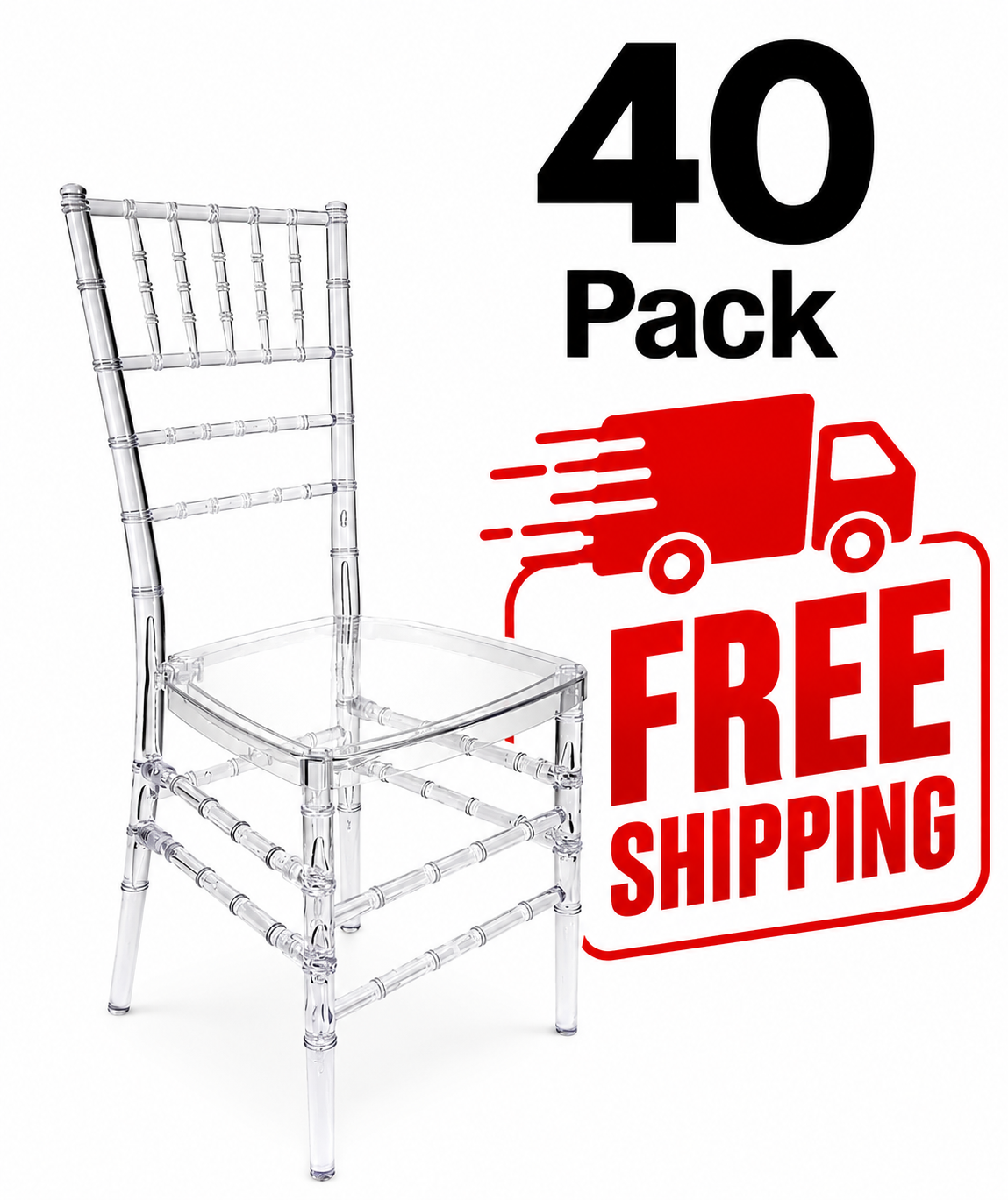 40 Chair Pack Clear Resin ProClear™ Chiavari Chair Free Shipping Main image