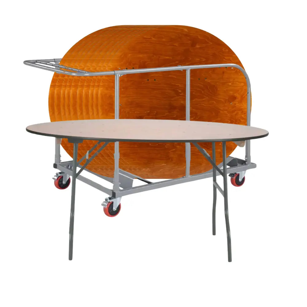 10 - Titan Series Plus60'' Round European Plywood Folding Table and Universal Table Cart Bundle
