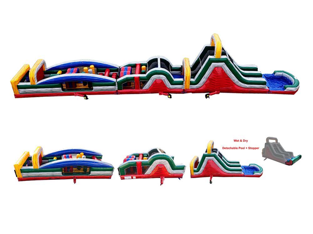 85 FT Dual Lane Extreme Obstacle Course Wet & Dry