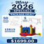 Promotional flyer for May 2026 specials package deal with chairs, tables, and a bouncer.