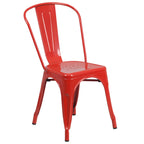 Commercial Grade Metal Indoor-Outdoor Stackable Chair RED
