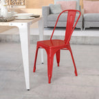 Commercial Grade Metal Indoor-Outdoor Stackable Chair RED