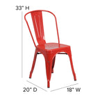 Commercial Grade Metal Indoor-Outdoor Stackable Chair RED