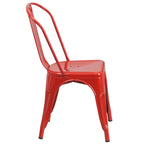 Commercial Grade Metal Indoor-Outdoor Stackable Chair RED