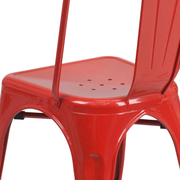 Commercial Grade Metal Indoor-Outdoor Stackable Chair RED