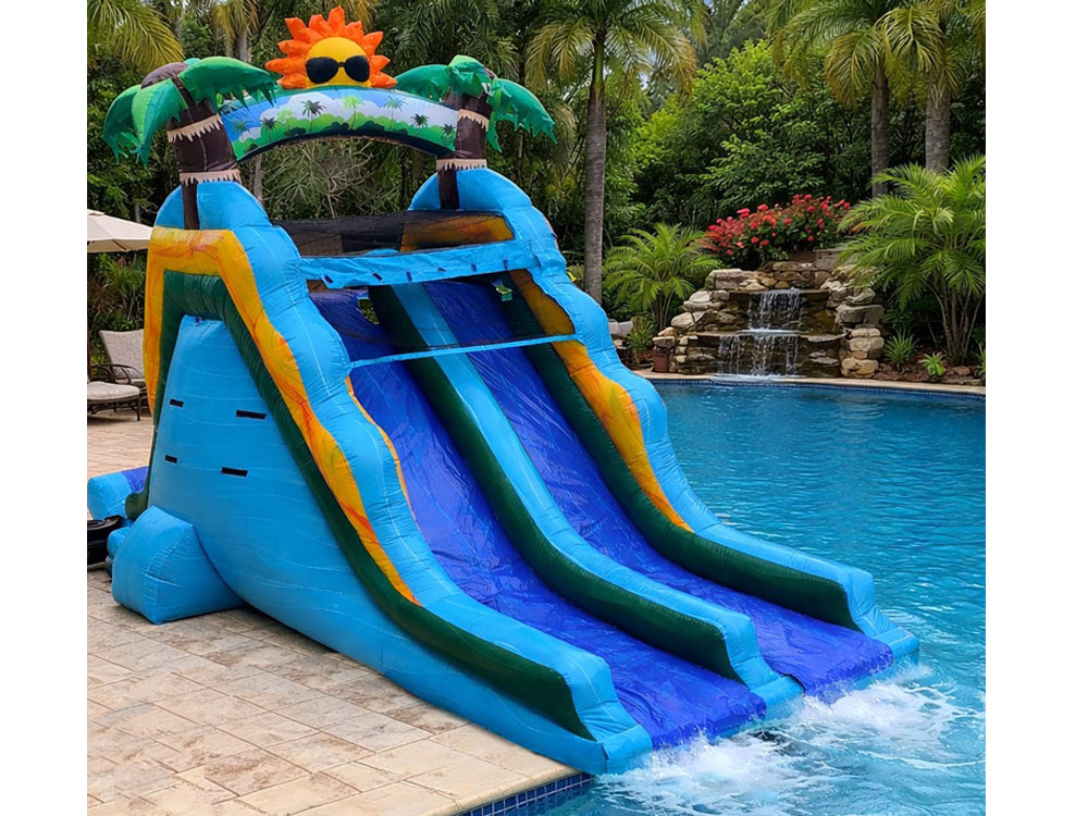 16 FT Dual Lane Back Loader Water Slide (15 oz vinyl)