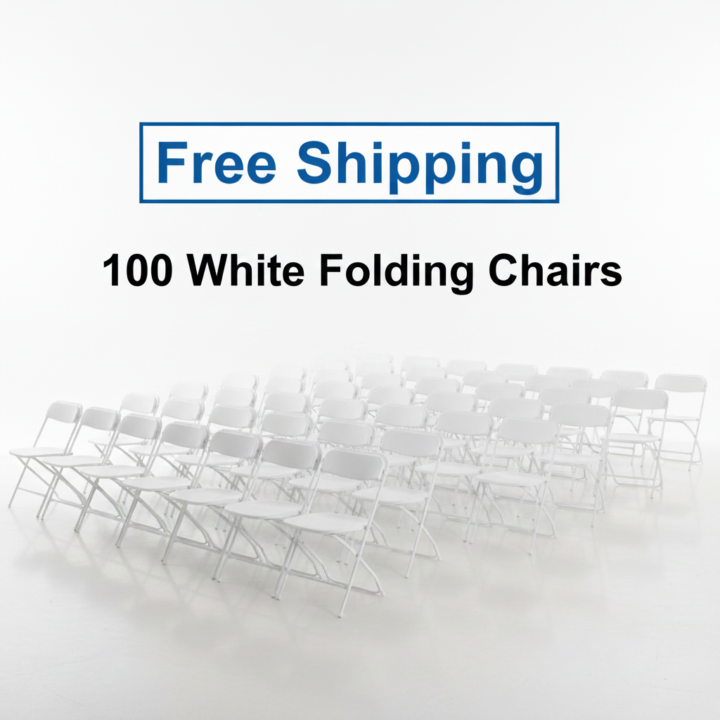 100 White Folding Chairs Bundle Heavy-Duty Free Shipping Main image