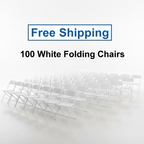 100 White Folding Chairs Bundle Heavy-Duty Free Shipping