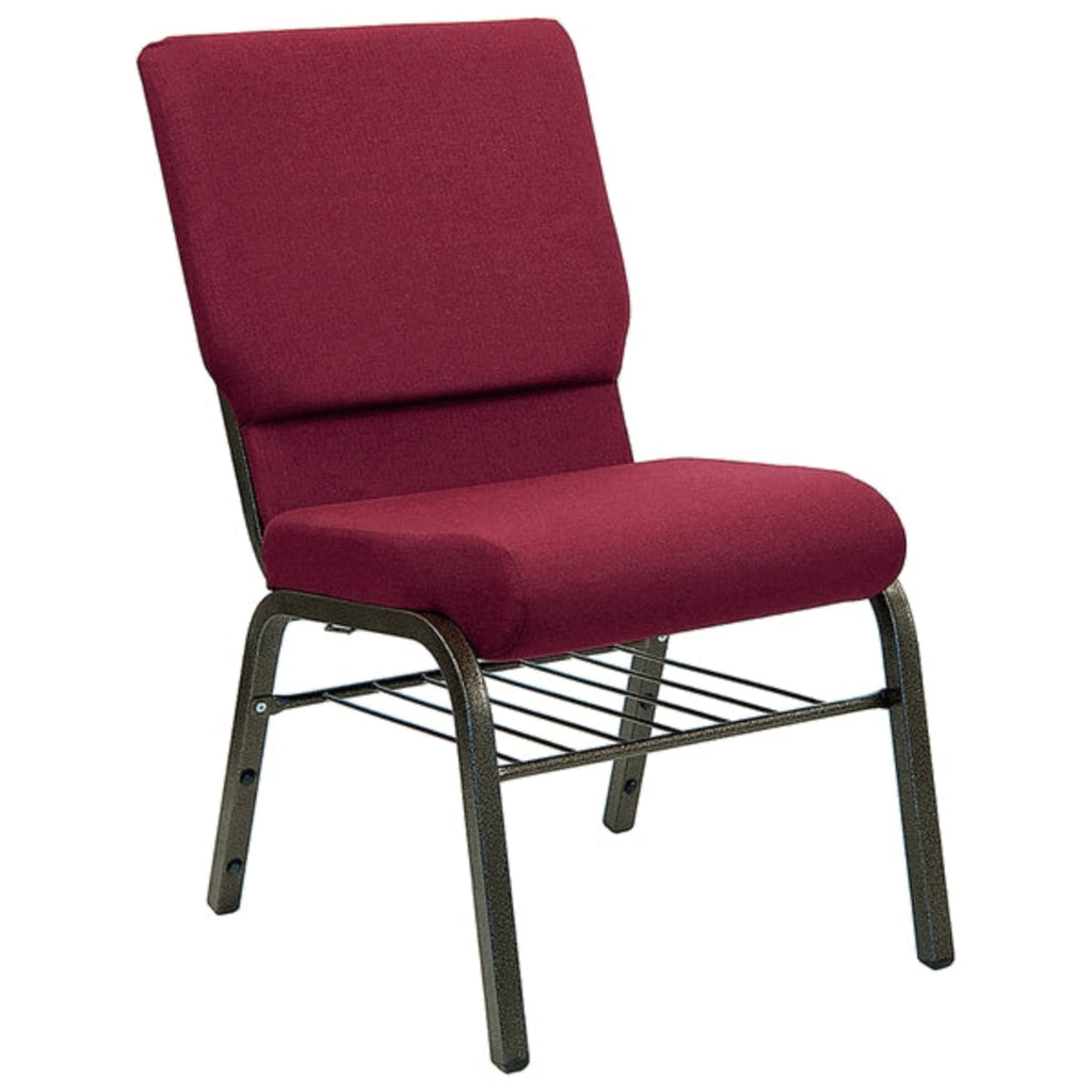 Serenity Seating Church Chair - Burgundy Fabric/Gold Vein Frame - 19'' Wide