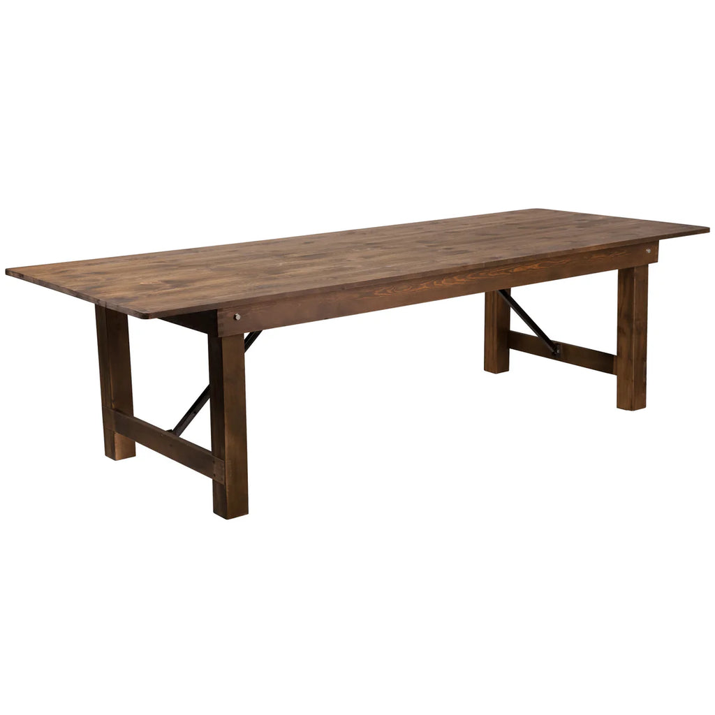 Wooden dining table on a white background
