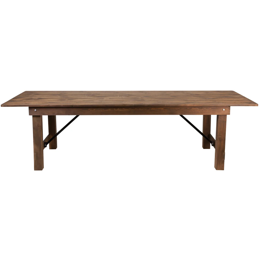 9' x 40" Rectangular Solid Pine Folding Farm Table