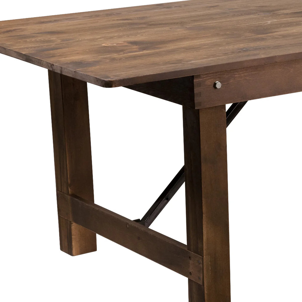 9' x 40" Rectangular Solid Pine Folding Farm Table