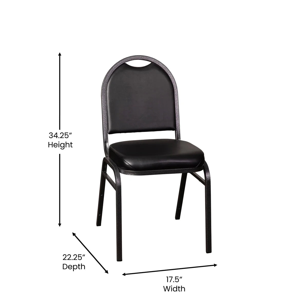 Silla de banquete apilable HERCULES Series de grado comercial con respaldo de cúpula y estructura metálica, capacidad 227 kg.