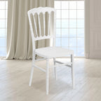 Silla Napoleón apilable de resina blanca con cojín gratis