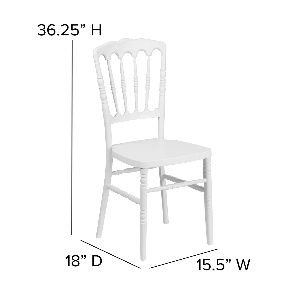 Silla Napoleón apilable de resina blanca con cojín gratis