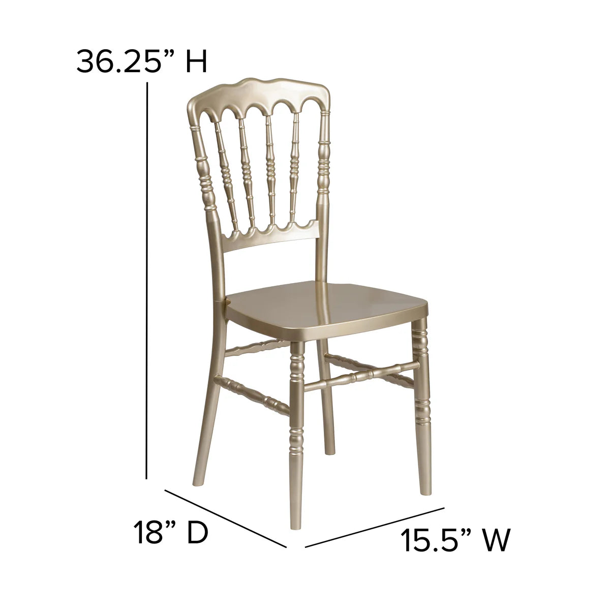 Gold Resin Stacking Napoleon Chair with Free Cushion