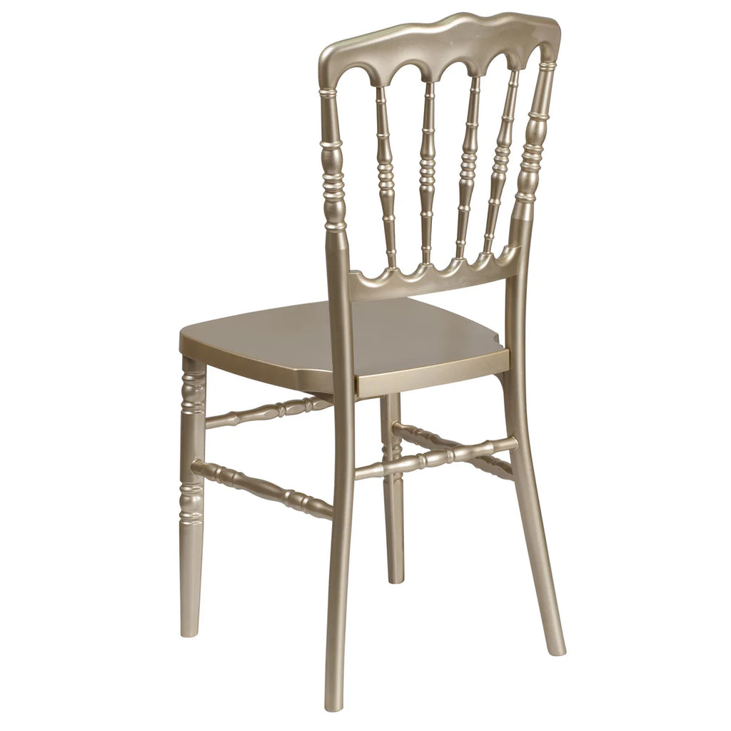 Gold Resin Stacking Napoleon Chair with Free Cushion