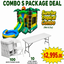 Combo S Package Deal with inflatable tropical slide and furniture on a white background