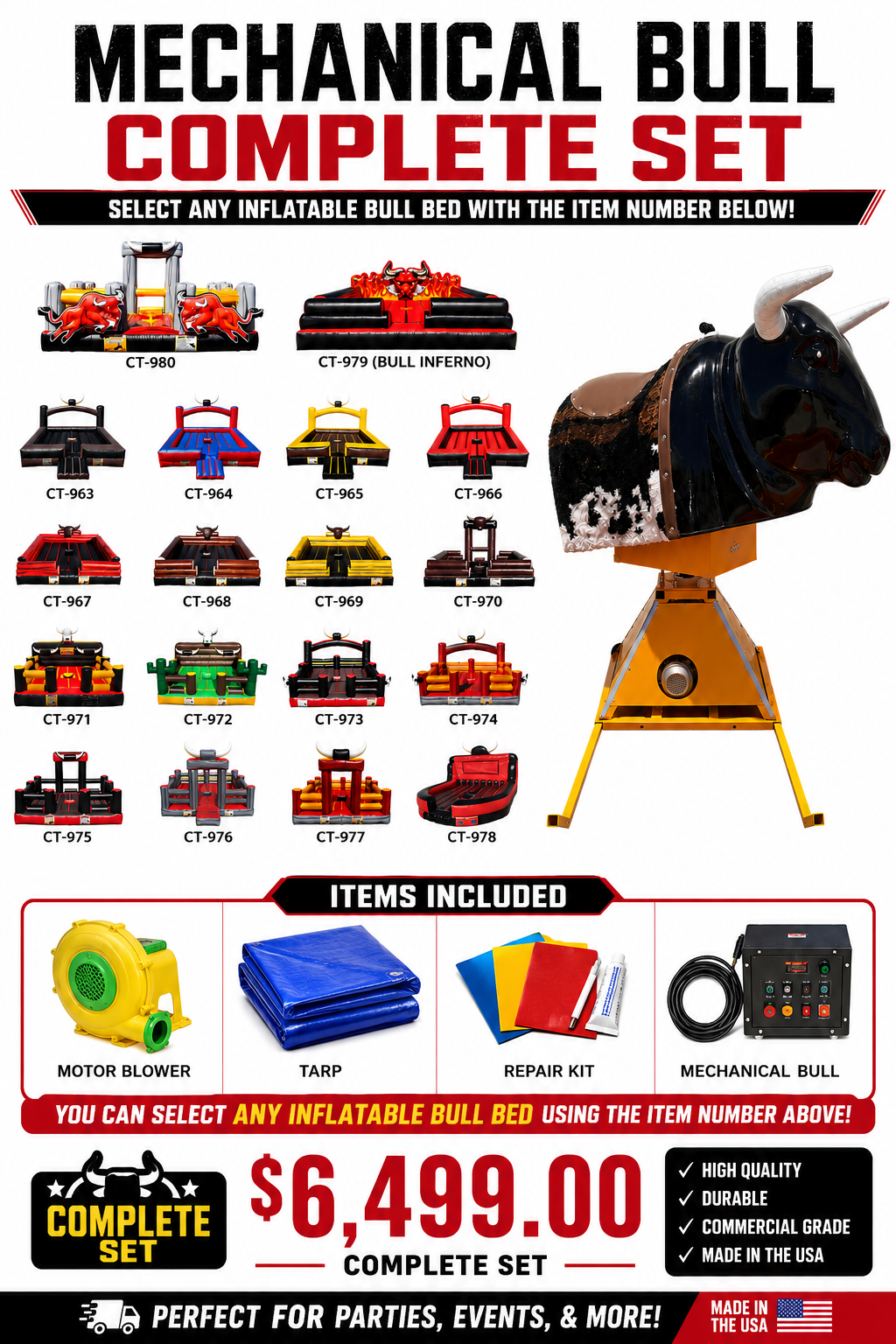 Inflatable Bull Mechanical Bull Complete Set