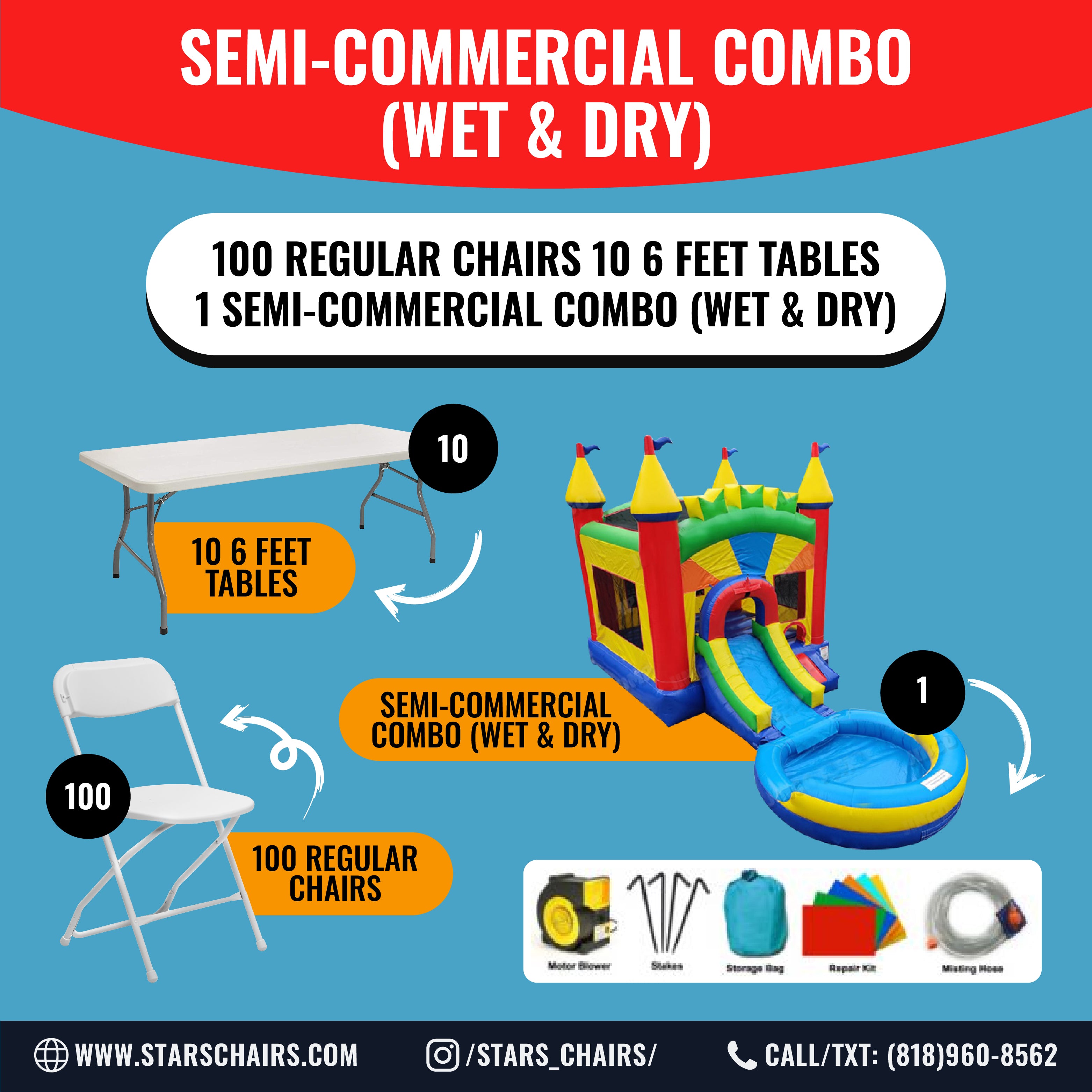Tables & Chairs with Inflatable wet & dry combo package
