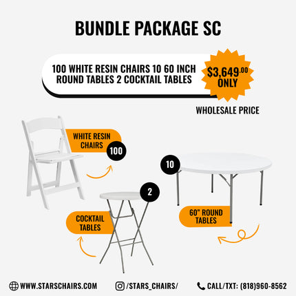 BUNDLE PACKAGE SC Resin chairs Round tables